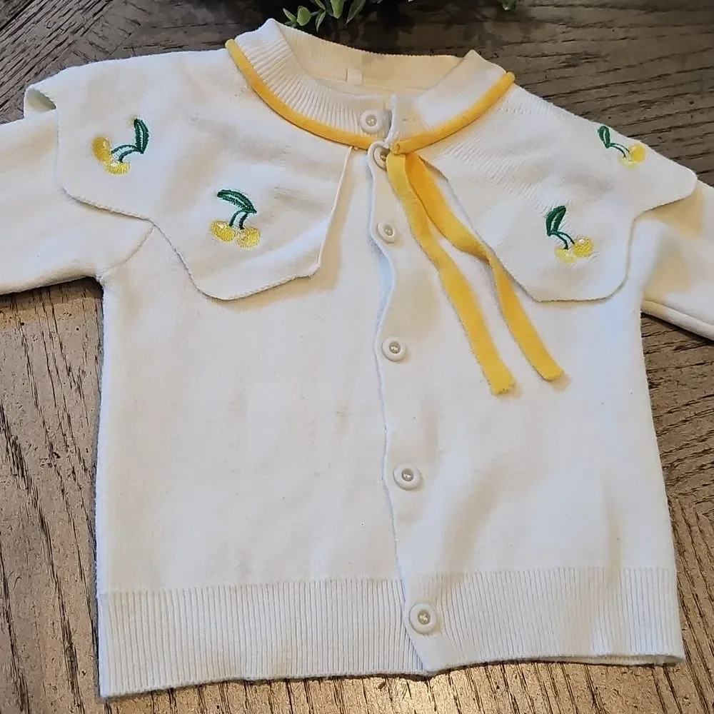 5T Yellow pleated knit skirt and cardigan jacket set